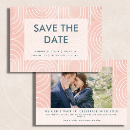 Chic Peach Ovals & Circles Wedding Save The Date
