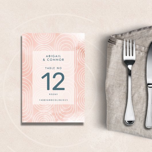 Chic Peach Ovals & Circles Wedding Tischnummer