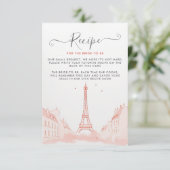 Chic Peach Pink Eiffelturm Brautparty Rezept Begleitkarte (Stehend Vorderseite)