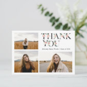 Chic Peach Pink Floral Letter Graduation Thank You Dankeskarte (Stehend Vorderseite)