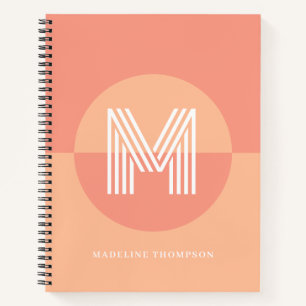 Chic Peach Pink Geometric Modern Monogram Notizblock