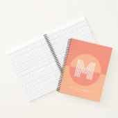 Chic Peach Pink Geometric Modern Monogram Notizblock (Innenseite)