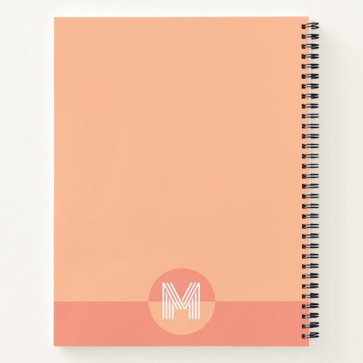 Chic Peach Pink Geometric Modern Monogram Notizblock (Rückseite)