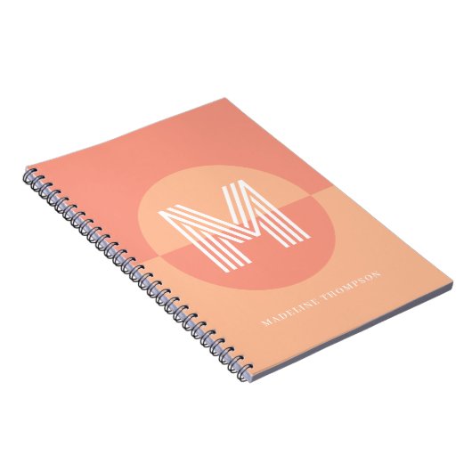 Chic Peach Pink Geometric Modern Monogram Notizblock (Rechte Seite)