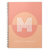 Chic Peach Pink Geometric Modern Monogram Notizblock (Vorderseite)