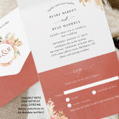 Chic Peach Rust Orange Blumenhochzeit mit UAWG All In One Einladung