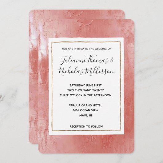 Chic Peach Spice Wedding Einladung (Vorne/Hinten)