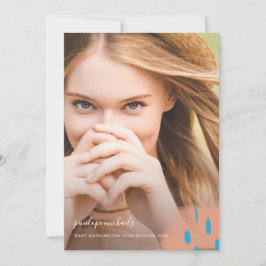 Chic Peach Splashes Foto Graduation Party Einladung