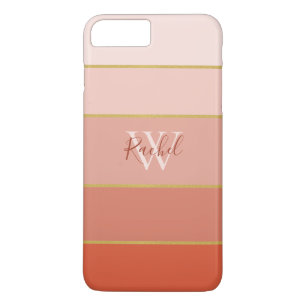 Chic Peach Stripes Ombre mit Monogramm Case-Mate iPhone Hülle