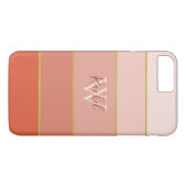Chic Peach Stripes Ombre mit Monogramm Case-Mate iPhone Hülle (Rückseite (Horizontal))