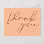 Chic Peach Summer Wedding Custom Vielen Dank Postkarte (Vorderseite)