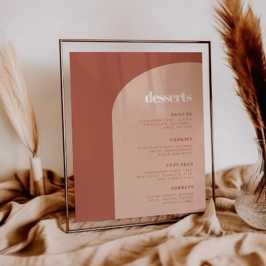 Chic peach terracotta arch Dessert Bar Poster