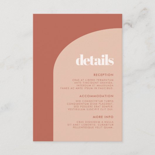 Chic peach terracotta arch Details Karte (Vorderseite)