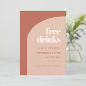 Chic peach terracotta arch Freie Getränke Save The Date (Stehend Vorderseite)