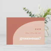 Chic peach terracotta arch Groomsman Vorschlag Kar Einladung (Stehend Vorderseite)