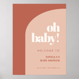 Chic peach terracotta arch Oh Baby Willkommen Poster