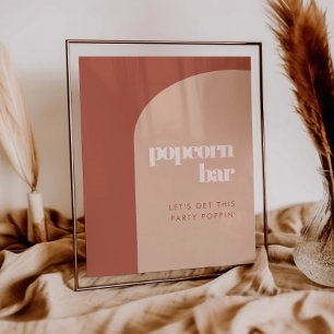 Chic peach terracotta arch Popcorn Bar sign Poster
