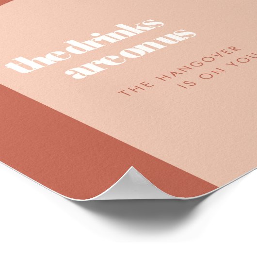 Chic peach terracotta arch wedding Open Bar sign Poster (Ecke)