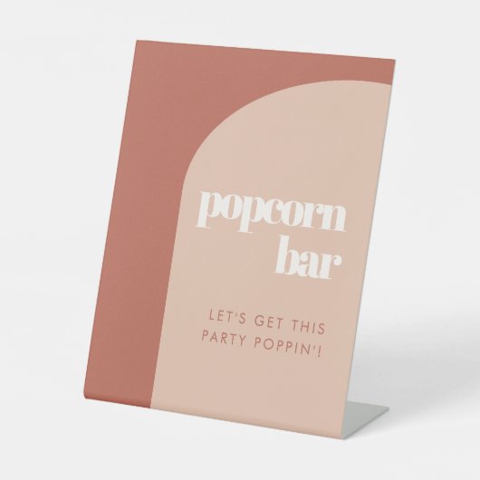 Chic peach terracotta arch wedding Popcorn Bar Sockelschild (Vorderseite)
