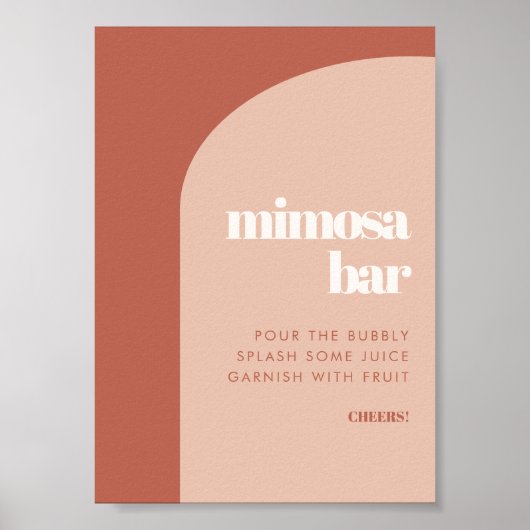 Chic peach terracotta arch wedeln Mimosa Bar Poster (Vorne)