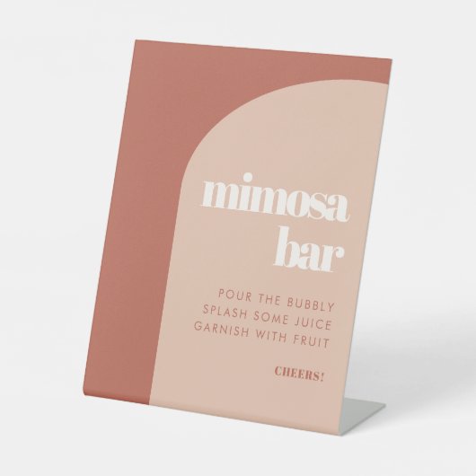 Chic peach terracotta Arche Hochzeit Mimosa Bar Sockelschild (Vorderseite)
