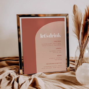 Chic peach terracotta Arche Hochzeitsmenü Bar Poster
