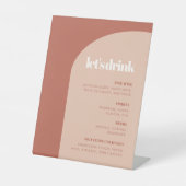 Chic peach terracotta Arche Hochzeitsmenü Bar Sockelschild (Vorderseite)