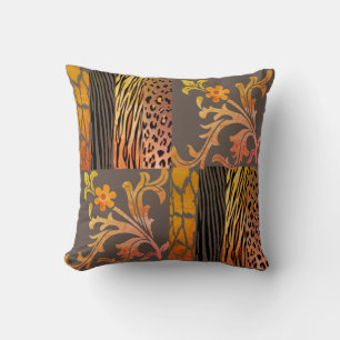 Chic Peach und Brown Animal Printed Cushion Kissen