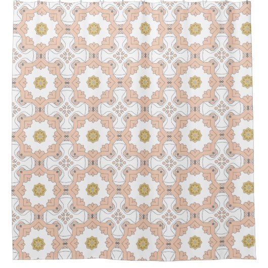 Chic Peach und White Pattern Duschvorhang (Vorderseite)