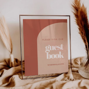 Chic peach Unterzeichnen unser Gästebuch Hochzeits