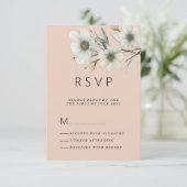 Chic peach white mint floral spring RSVP Einladung (Stehend Vorderseite)