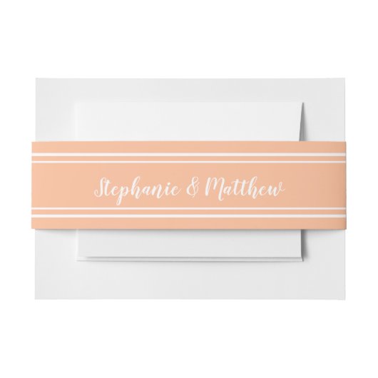 Chic Peach White Wedding Simple Elegant Minimalist Einladungsbanderole (Vorderseite Beispiel)