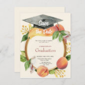 Chic Peach Wildblume Class of 2024 Abschluss Save The Date (Vorne/Hinten)