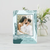 Chic Peacock Abstrakt Paint Brush Strokes Foto Save The Date (Stehend Vorderseite)