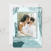 Chic Peacock Abstrakt Paint Brush Strokes Foto Save The Date (Vorderseite)