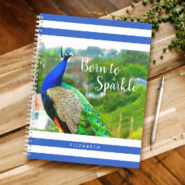 Chic Peacock Blaue Streifen Geboren zu Sparkline Notizblock