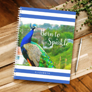 Chic Peacock Blaue Streifen Geboren zu Sparkline Notizblock