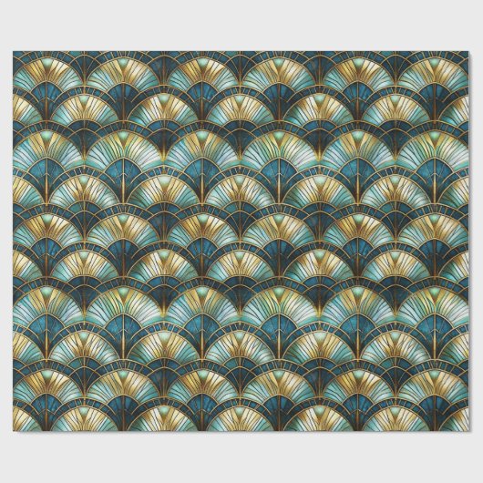 Chic Peacock Color Stached Glass Decoupage Geschenkpapier (Flach)