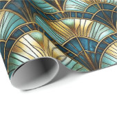 Chic Peacock Color Stached Glass Decoupage Geschenkpapier (Rolleneckpunkt)