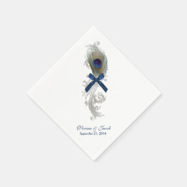 Chic Peacock Feather Custom Wedding Napkins Serviette