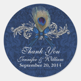 Chic Peacock Feather Gastgeschenk Hochzeit Sticker