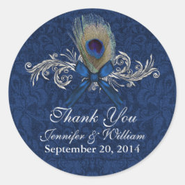Chic Peacock Feather Gastgeschenk Hochzeit Sticker