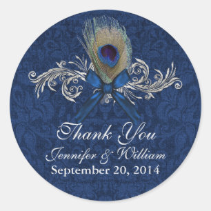 Chic Peacock Feather Gastgeschenk Hochzeit Sticker