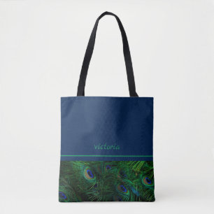 Chic Peacock Feathers Mit Monogramm Tasche