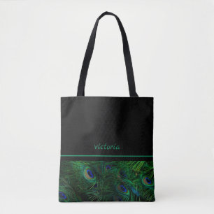Chic Peacock Feathers Mit Monogramm Tasche