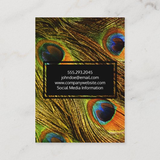 Chic Peacock Feathers Pattern Visitenkarte (Rückseite)
