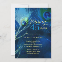 Chic Peacock Feathers Retirement Party Einladung