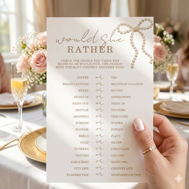 Chic Pearl Bow Would She Rather Bridal Shower Game (Von Creator hochgeladen)