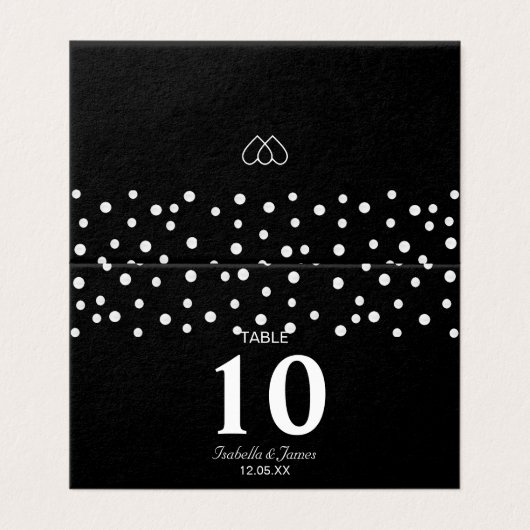 Chic Pearl Confetti auf Black Wedding (Außenseite Aufgefaltet)