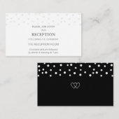 Chic Pearl Confetti auf Black & White Wedding Begleitkarte (Vorne/Hinten)
